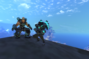 Smallz and I on the highest peak in Firefall.