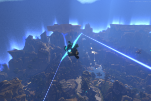 Gliding from the highest peak in Firefall.